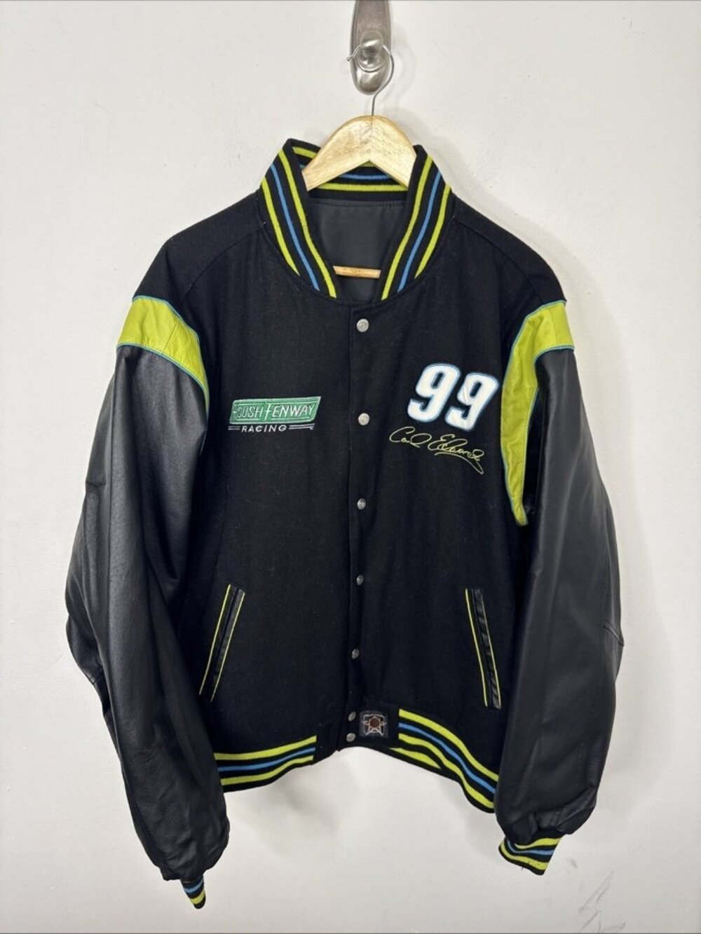 JH Designs Carl Edwards #99 Racing Jacket Aflac Reversible Mens Large L